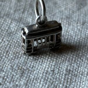 Trolley Cable Car Charm in Sterling Silver for Travel Charm Bracelet